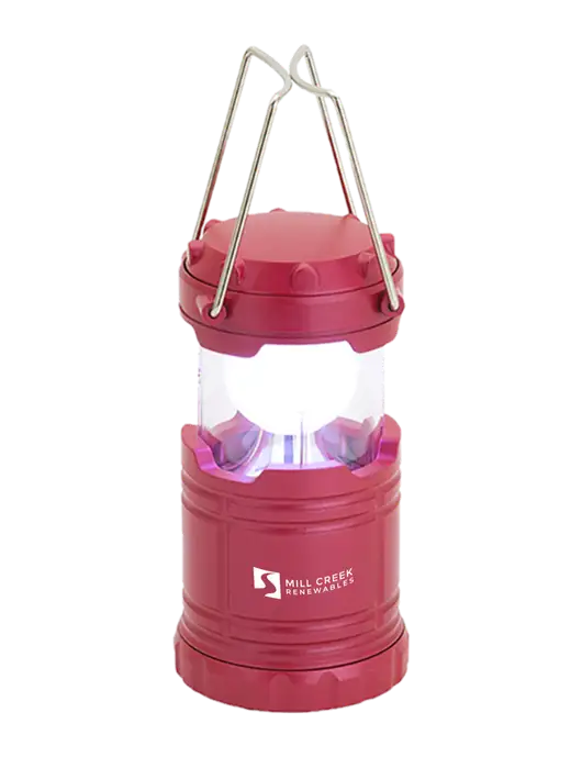 Red Mini Retro Lantern w/Mill Creek Renewables Logo