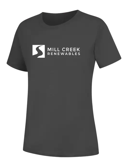 Womens Charcoal Core Blend Tee w/Mill Creek Renewables Logo