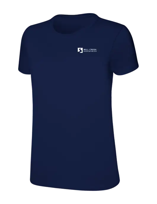 Womens Ring Spun Navy 4.5 oz T-Shirt w/Mill Creek Renewables Logo