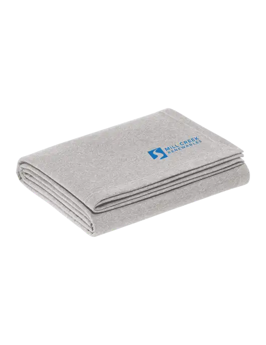 Recycled Light Heather Grey Blanket w/Mill Creek Renewables Logo