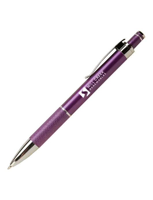 Diamond Etched Purple Pen - Black Ink w/Mill Creek Renewables Logo