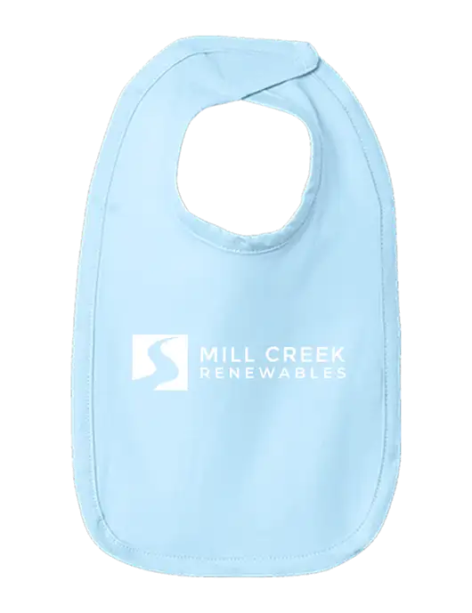 Rabbit Skins Light Blue Infant Premium Jersey Bib w/Mill Creek Renewables Logo