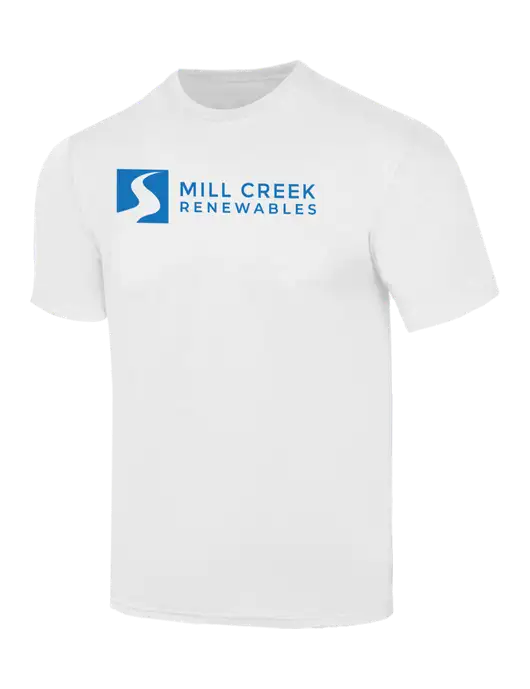 Simply Soft White 4.5oz  Poly/Combed Ring Spun Cotton T-Shirt w/Mill Creek Renewables Logo