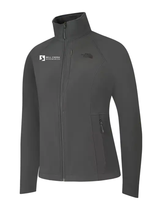 North Face Womens Medium Grey Apex Barrier Soft Shell Jacket  w/Mill Creek Renewables Logo