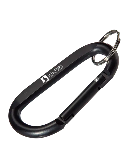 Black Carabiner & Key Ring w/Mill Creek Renewables Logo
