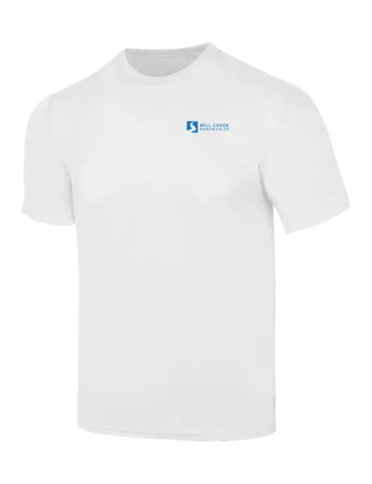 Simply Soft White 4.5oz  Poly/Combed Ring Spun Cotton T-Shirt w/Mill Creek Renewables Logo