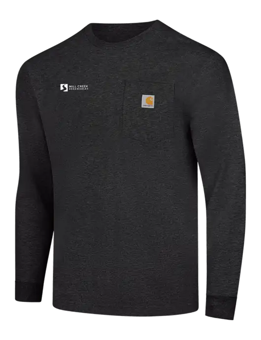 Carhartt Dark Grey Heather Workwear Pocket Long Sleeve T-Shirt w/Mill Creek Renewables Logo
