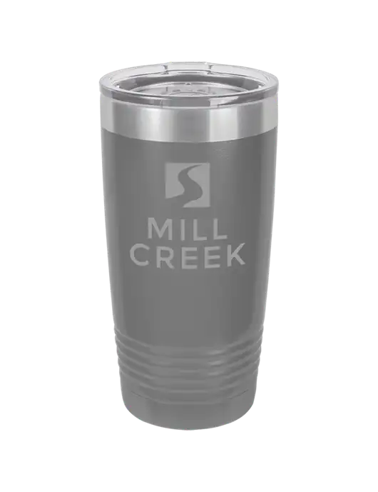 Polar Camel 20 oz Powder Coated Grey Vacuum Insulated Tumbler  w/Mill Creek Renewables Logo