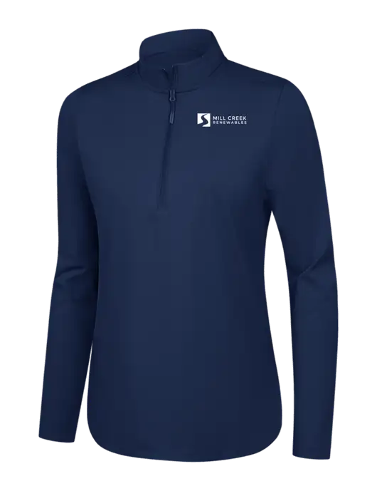  Womens Dark Navy C-FREE Double Knit 1/4-Zip w/Mill Creek Renewables Logo