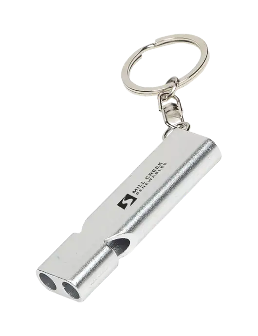 Quick Alert Silver Safety Whistle w/Mill Creek Renewables Logo