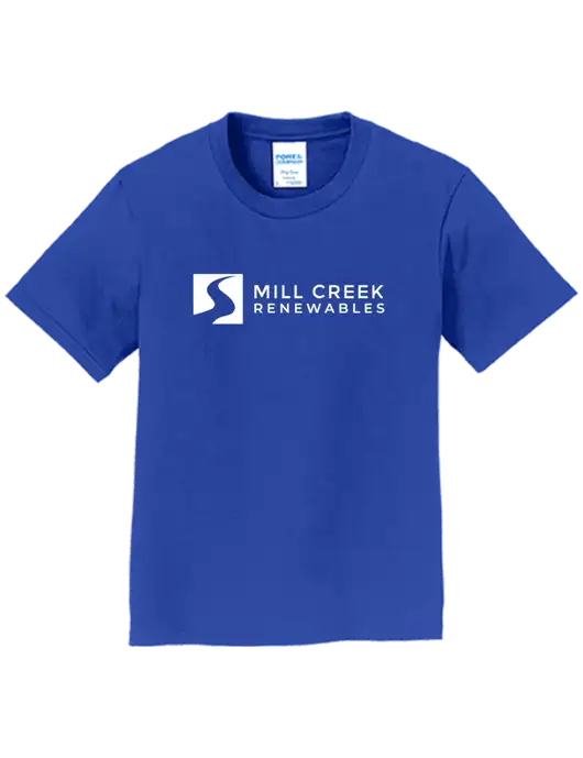 Youth Ring Spun Royal 4.5 oz T-Shirt w/Mill Creek Renewables Logo