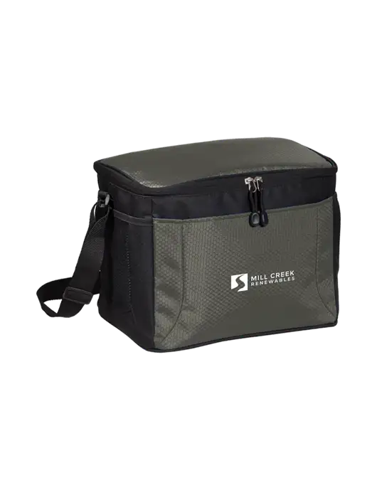 12 Can Grey/Black Cube Cooler w/Mill Creek Renewables Logo
