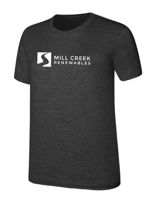 Womens Ring Spun Dark Heather Grey 4.5 oz T-Shirt w/Mill Creek Renewables Logo