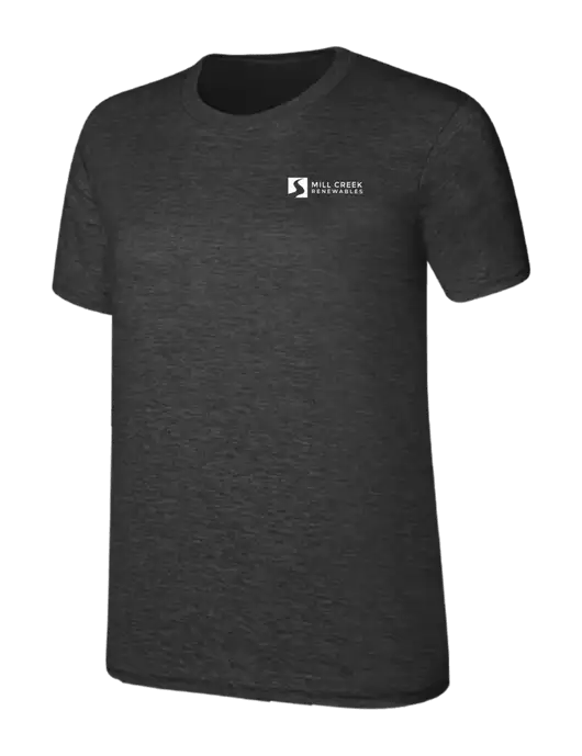 Womens Ring Spun Dark Heather Grey 4.5 oz T-Shirt w/Mill Creek Renewables Logo