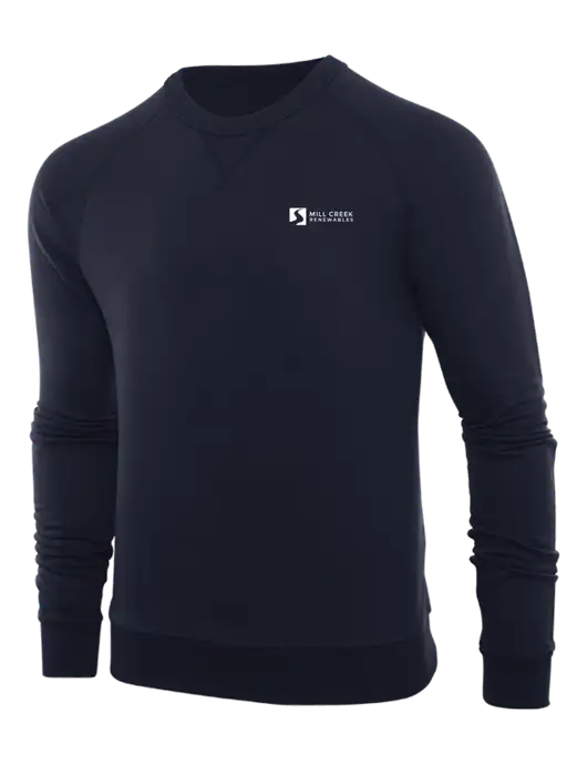 Allmade Dark Navy Organic French Terry Crewneck Sweatshirt w/Mill Creek Renewables Logo