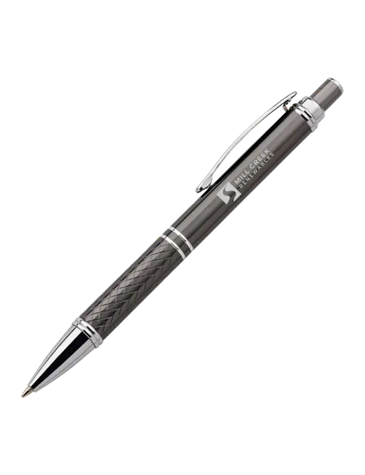 Dark Grey Stellar Scribe Pen - Black Ink w/Mill Creek Renewables Logo