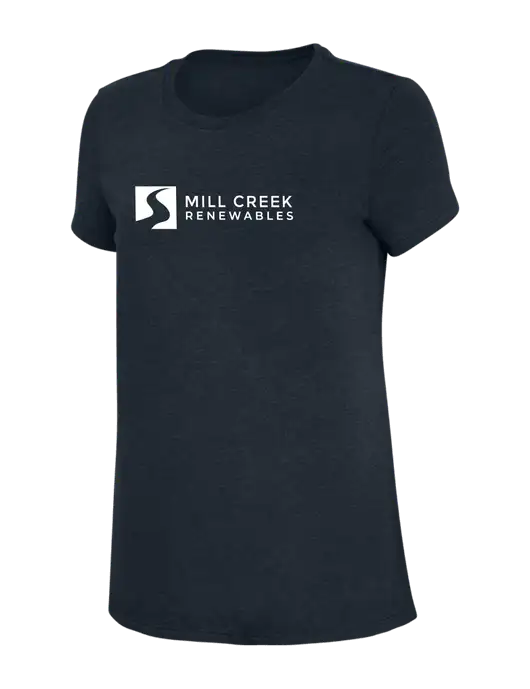 Womens Simply Soft Navy 4.5oz Poly/Combed Ring Spun Cotton T-Shirt w/Mill Creek Renewables Logo