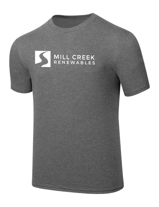 Simply Soft Heathered Medium Grey 4.5oz  Poly/Combed Ring Spun Cotton T-Shirt w/Mill Creek Renewables Logo