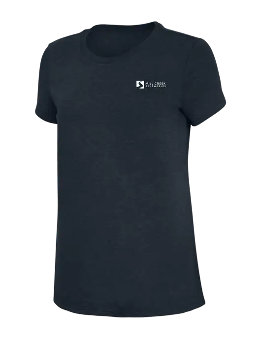 Womens Simply Soft Navy 4.5oz Poly/Combed Ring Spun Cotton T-Shirt w/Mill Creek Renewables Logo