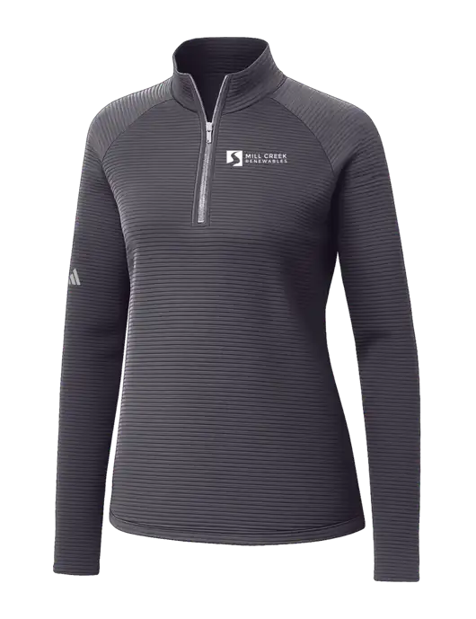 Adidas Womens Medium Grey Spacer Quarter-Zip Pullover  w/Mill Creek Renewables Logo