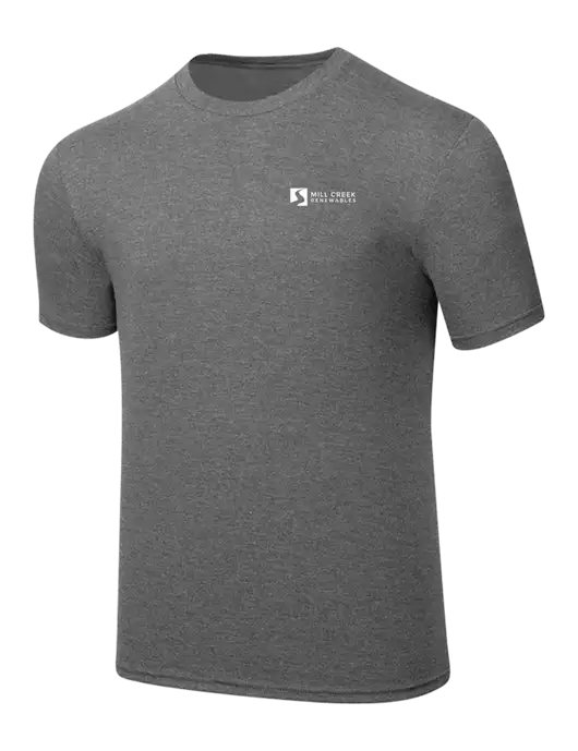 Simply Soft Heathered Medium Grey 4.5oz  Poly/Combed Ring Spun Cotton T-Shirt w/Mill Creek Renewables Logo