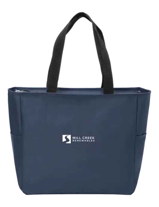 Everyday Navy Zip Tote  w/Mill Creek Renewables Logo