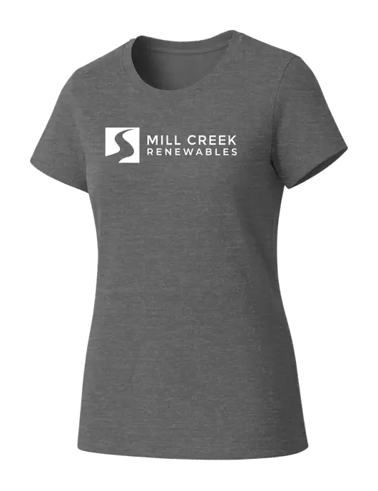 Womens Seriously Soft Grey Frost T-Shirt w/Mill Creek Renewables Logo