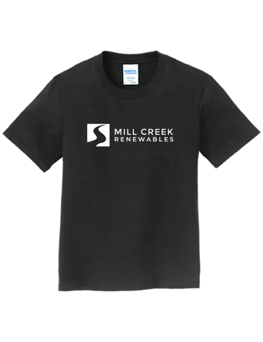 Youth Ring Spun Jet Black 4.5 oz T-Shirt w/Mill Creek Renewables Logo