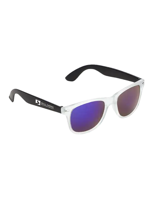 Key West Black Mirrored Sunglasses w/Mill Creek Renewables Logo