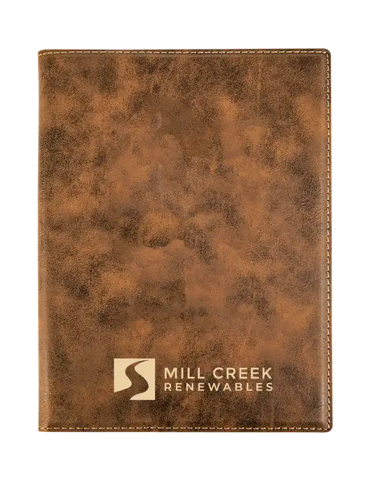 Rustic Leatherette 7 x 9 Portfolio with Notepad w/Mill Creek Renewables Logo