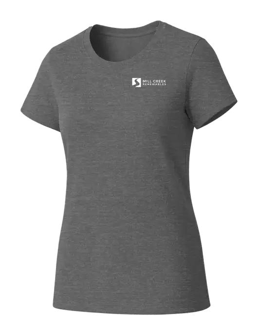 Womens Seriously Soft Grey Frost T-Shirt w/Mill Creek Renewables Logo
