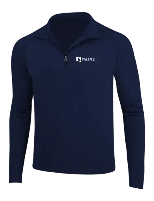 Navy Sport Wick Stretch 1/4 Zip Pullover w/Mill Creek Renewables Logo