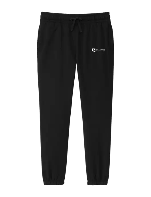 District Womens Black Fleece Sweatpants w/Mill Creek Renewables Logo