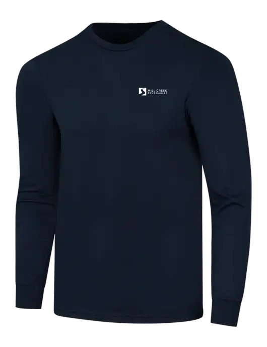 Simply Soft Long Sleeve Navy 4.5 oz, Poly/Combed Ring Spun Cotton T-Shirt w/Mill Creek Renewables Logo