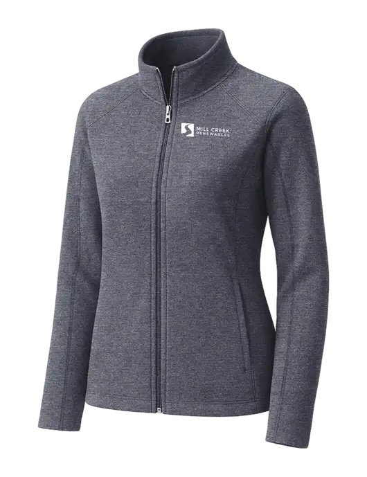 Light Navy Heather Womens Microfleece Full-Zip Jacket w/Mill Creek Renewables Logo