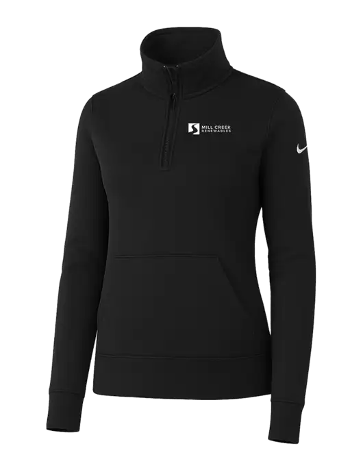 Nike Womens Black Club Fleece Sleeve Swoosh 1/2-Zip w/Mill Creek Renewables Logo