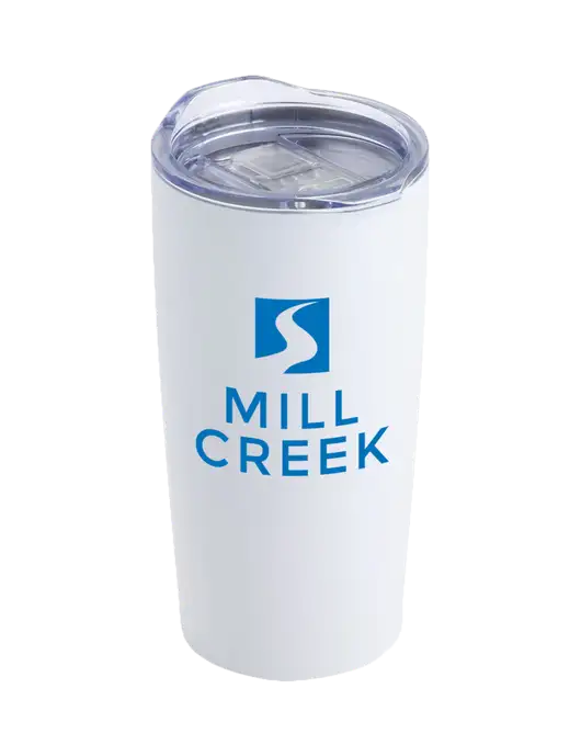 Society White 20 oz Insulated Tumbler w/Mill Creek Renewables Logo