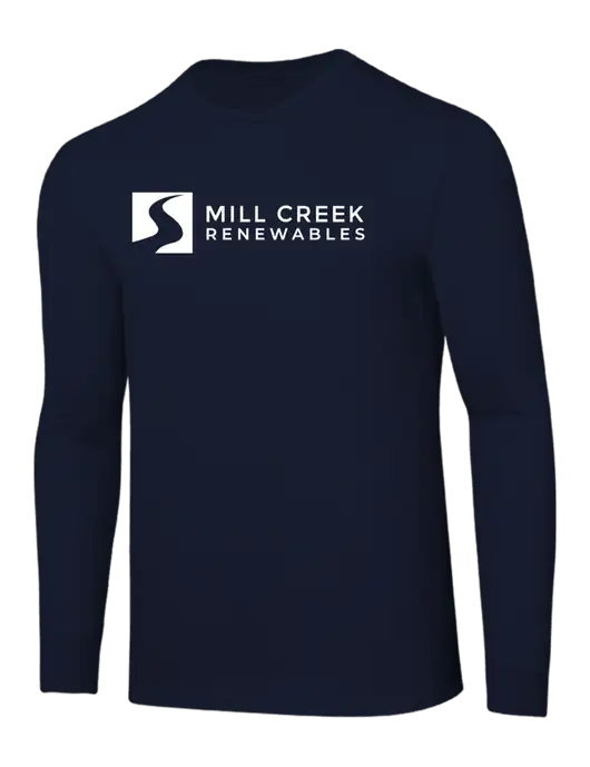 Core Blend Navy Long Sleeve Tee w/Mill Creek Renewables Logo