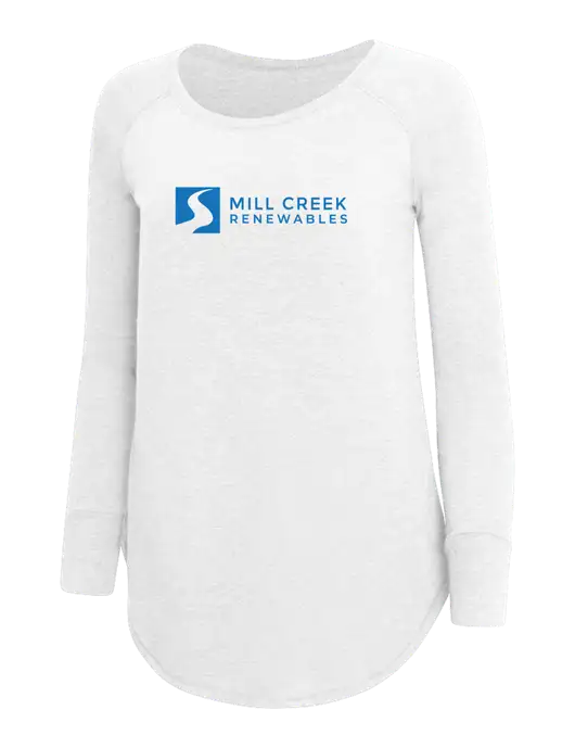 Womens Perfect Wide Collar Tunic Tri-Blend White 4.5 oz T-Shirt w/Mill Creek Renewables Logo