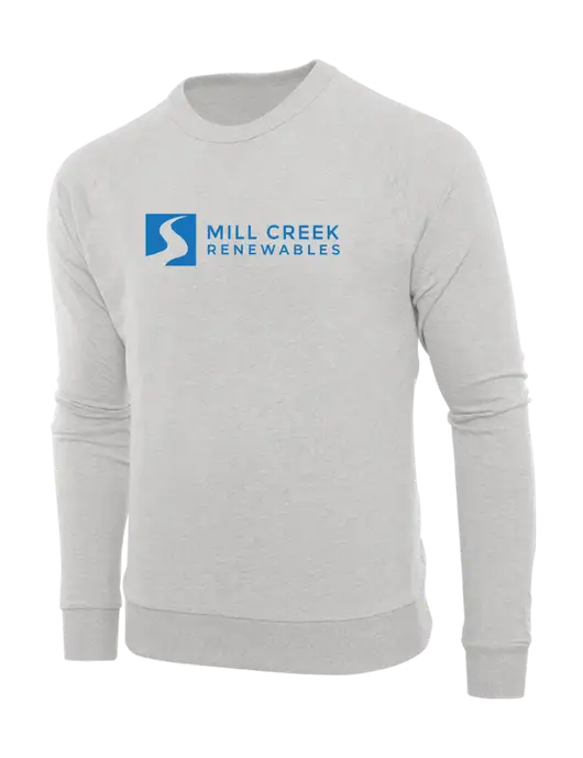 Allmade Granite Grey Heather Organic French Terry Crewneck Sweatshirt w/Mill Creek Renewables Logo