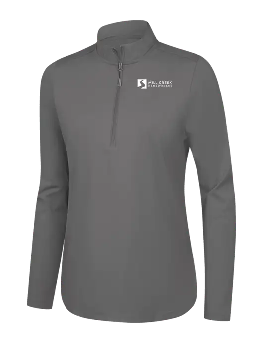  Womens Dark Medium Grey C-FREE Double Knit 1/4-Zip w/Mill Creek Renewables Logo