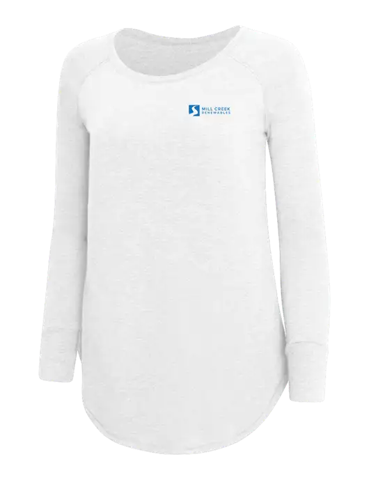 Womens Perfect Wide Collar Tunic Tri-Blend White 4.5 oz T-Shirt w/Mill Creek Renewables Logo