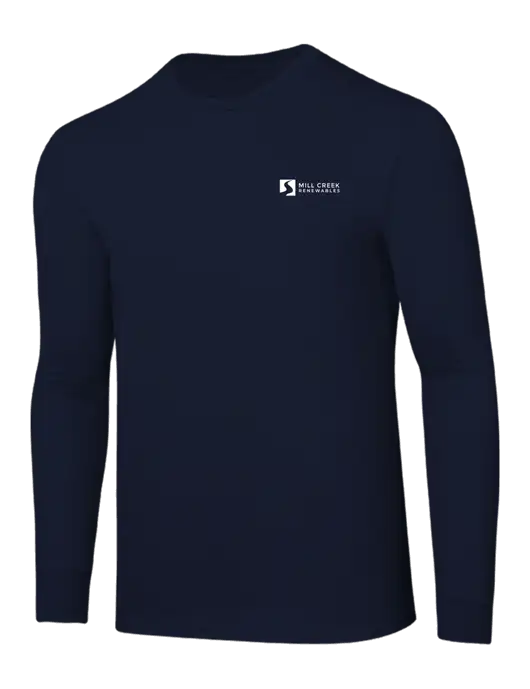 Core Blend Navy Long Sleeve Tee w/Mill Creek Renewables Logo