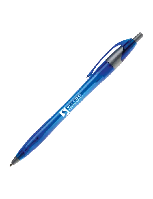 Novella Translucent Blue/Silver Jewel Pen - Blue Ink w/Mill Creek Renewables Logo