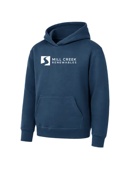 Youth Navy 7.8 oz Pullover Hooded Sweatshirt w/Mill Creek Renewables Logo