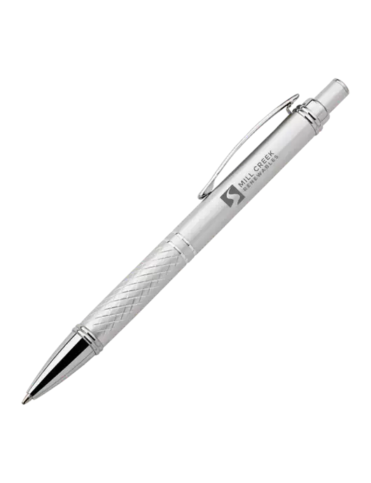 Silver Stellar Scribe Pen - Black Ink w/Mill Creek Renewables Logo