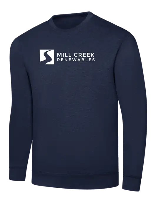 Navy 7.8 oz Ring Spun Crew Sweatshirt w/Mill Creek Renewables Logo