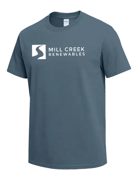 Slate Blue Heavyweight 6.1 oz T-Shirt w/Mill Creek Renewables Logo