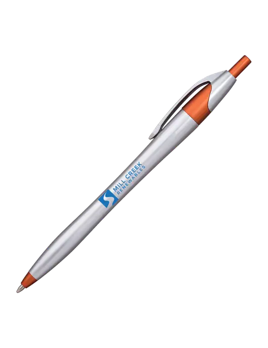 Novella Orange/Chrome Bright Pen - Blue Ink w/Mill Creek Renewables Logo