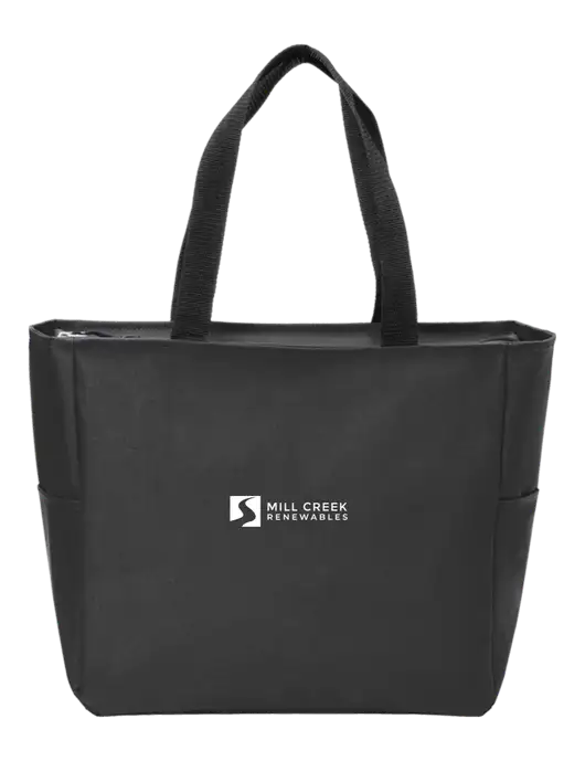 Everyday Black Zip Tote  w/Mill Creek Renewables Logo